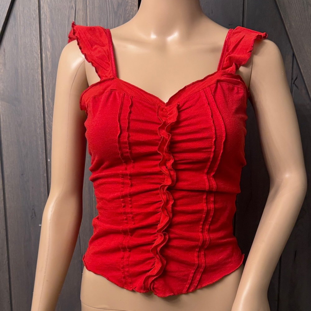 Red Ruffled Women's Top